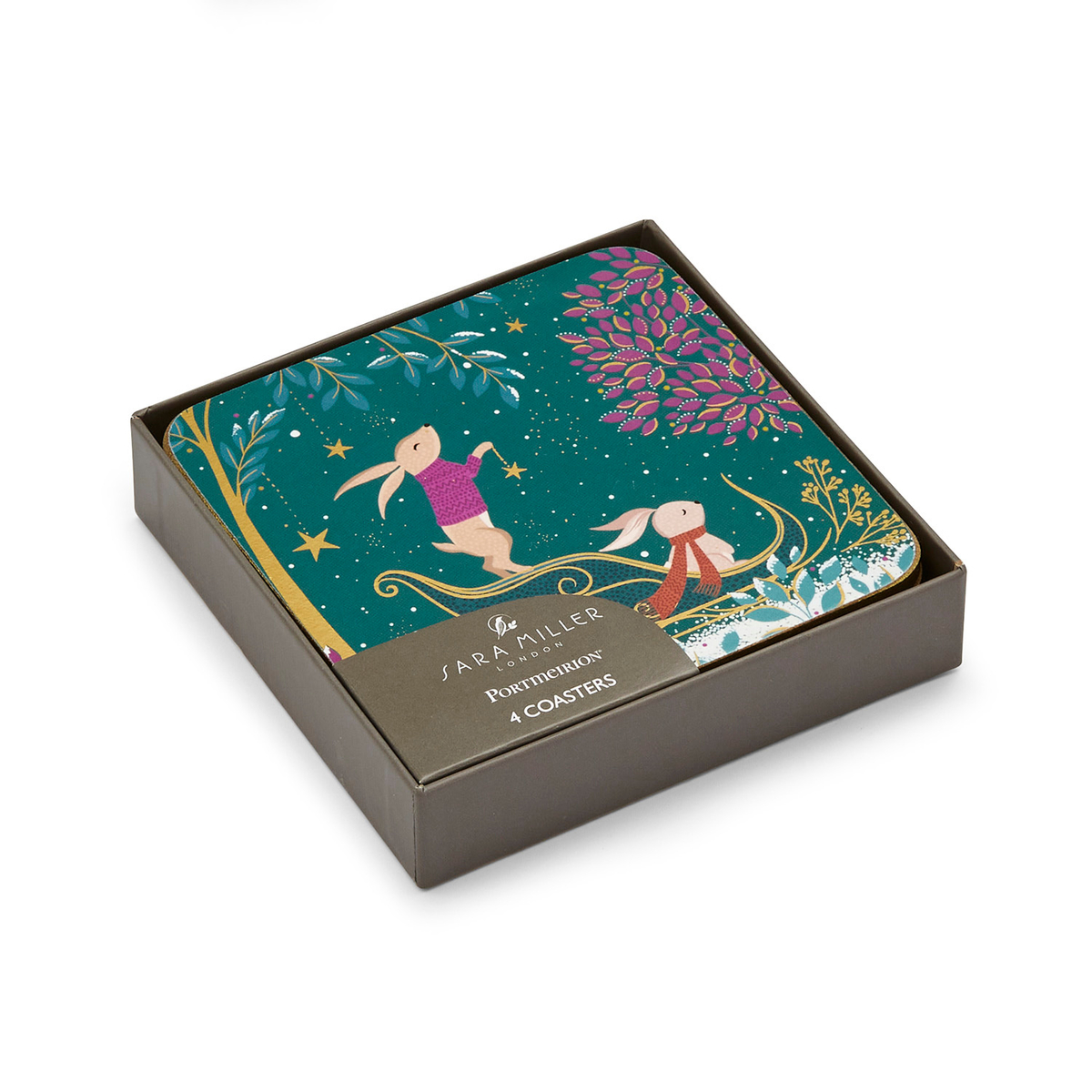 Sara Miller Woodland Tales Set of 4 Coasters image number null